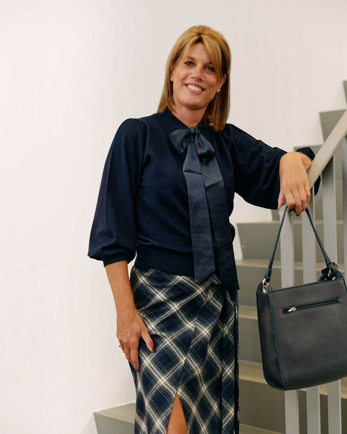 Senso Reyhan gilet blauw met strik