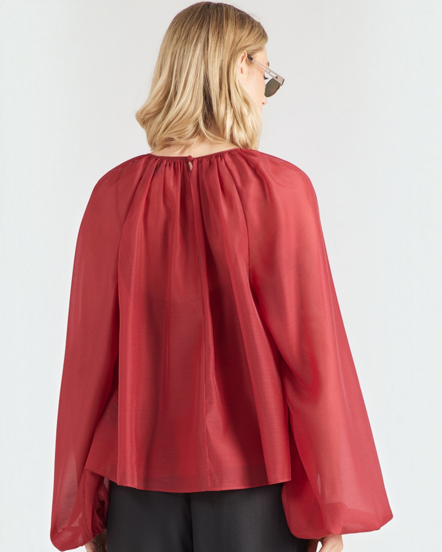 Ted Baker Eelana organza bloes rood met volumemouwen