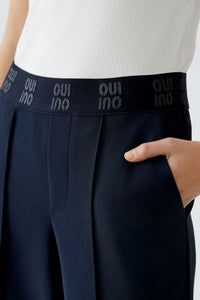 Donkerblauwe broek op elastiek (0091737) - Oui