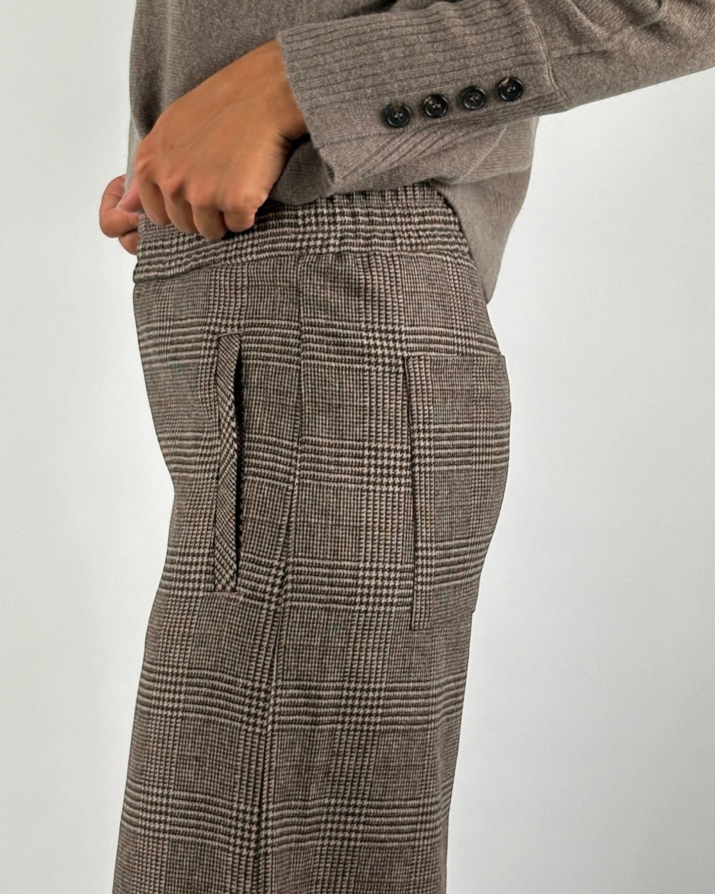Cambio Aveline 8746 Broek Glencheck Bruin | Wolmix