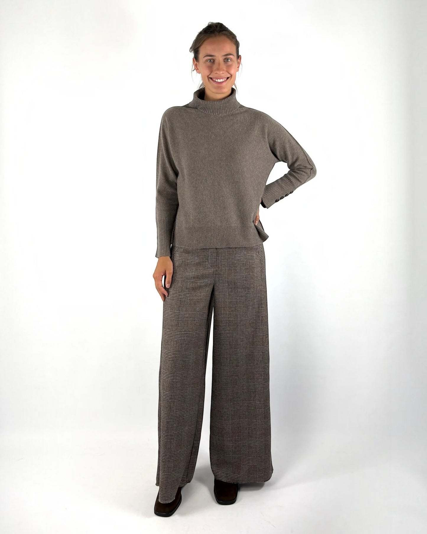 Cambio Aveline 8746 Broek Glencheck Bruin | Wolmix