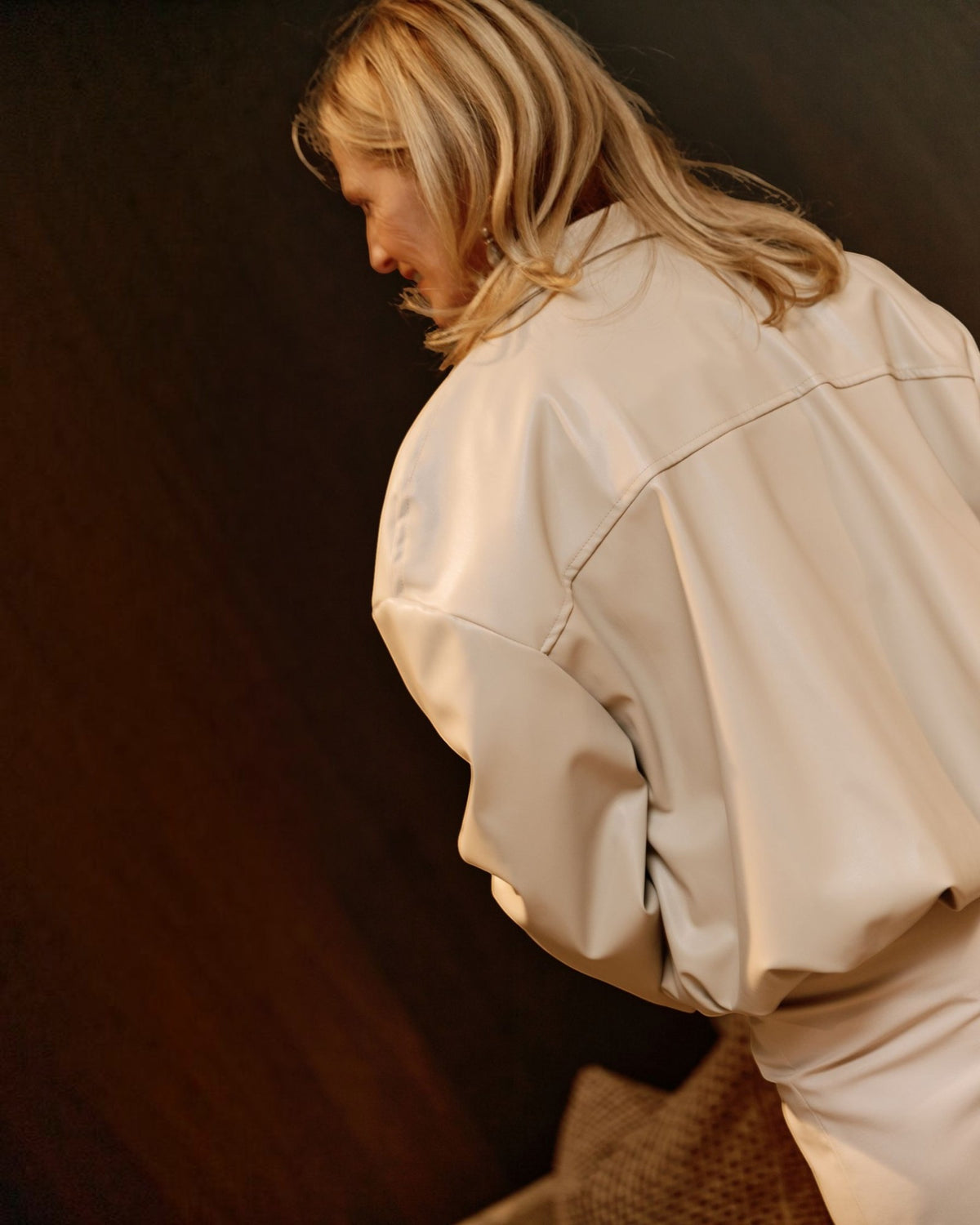 Farah lederen bombervest Lila beige