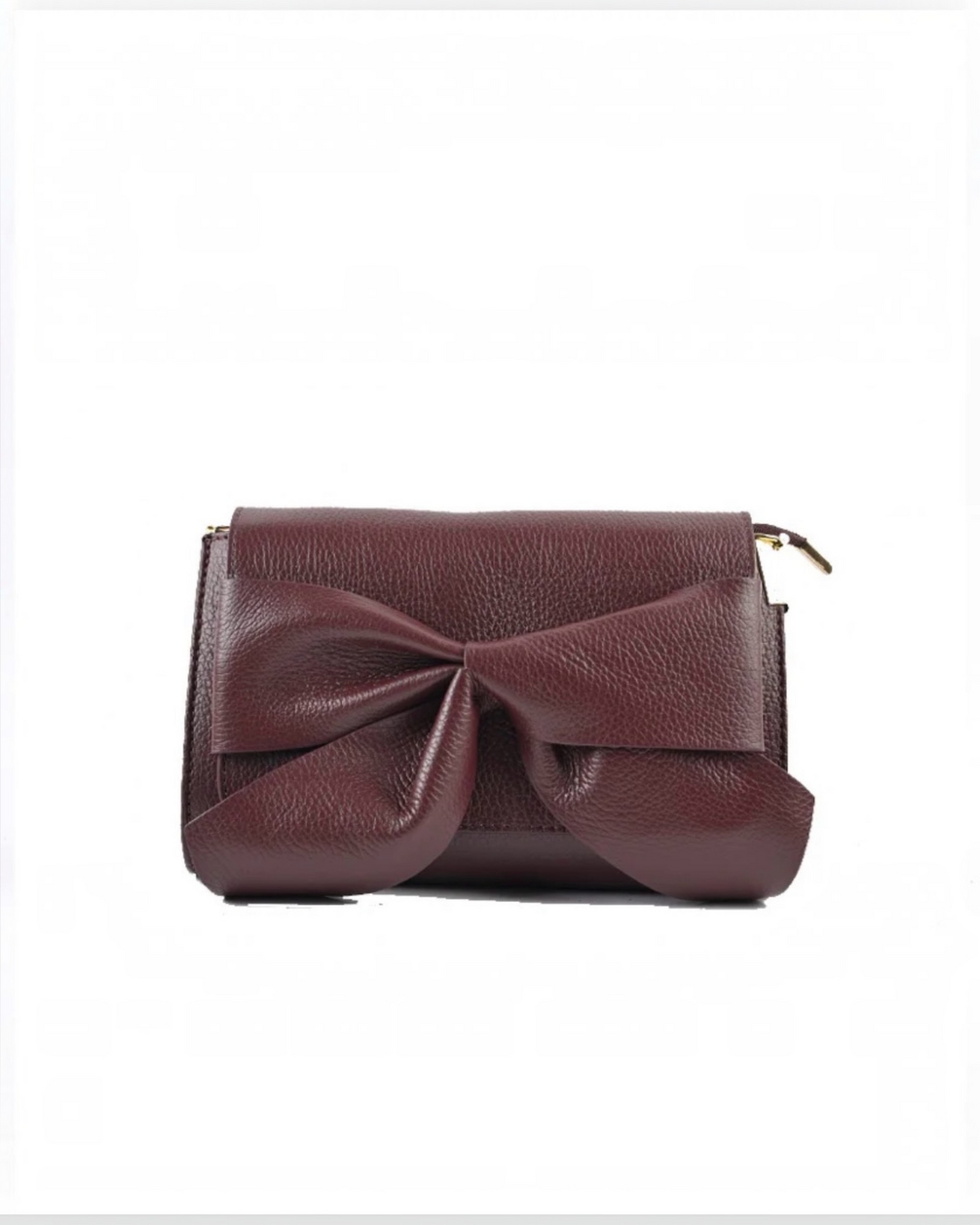 Lederen schoudertas met strik | Elegante crossbody damestas bordeaux