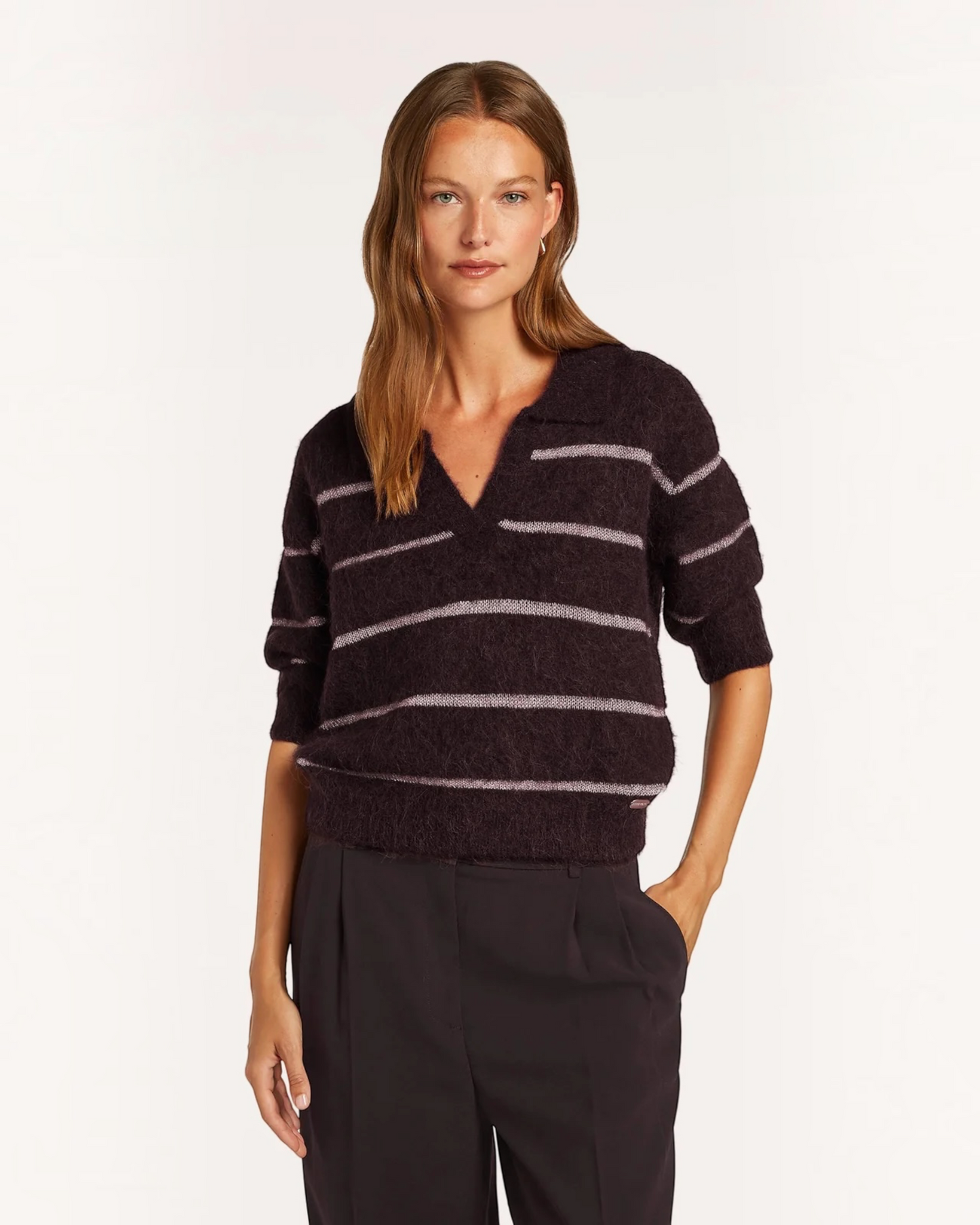 Beaumont Helene Pullover Plum – alpaca damestrui met lurex