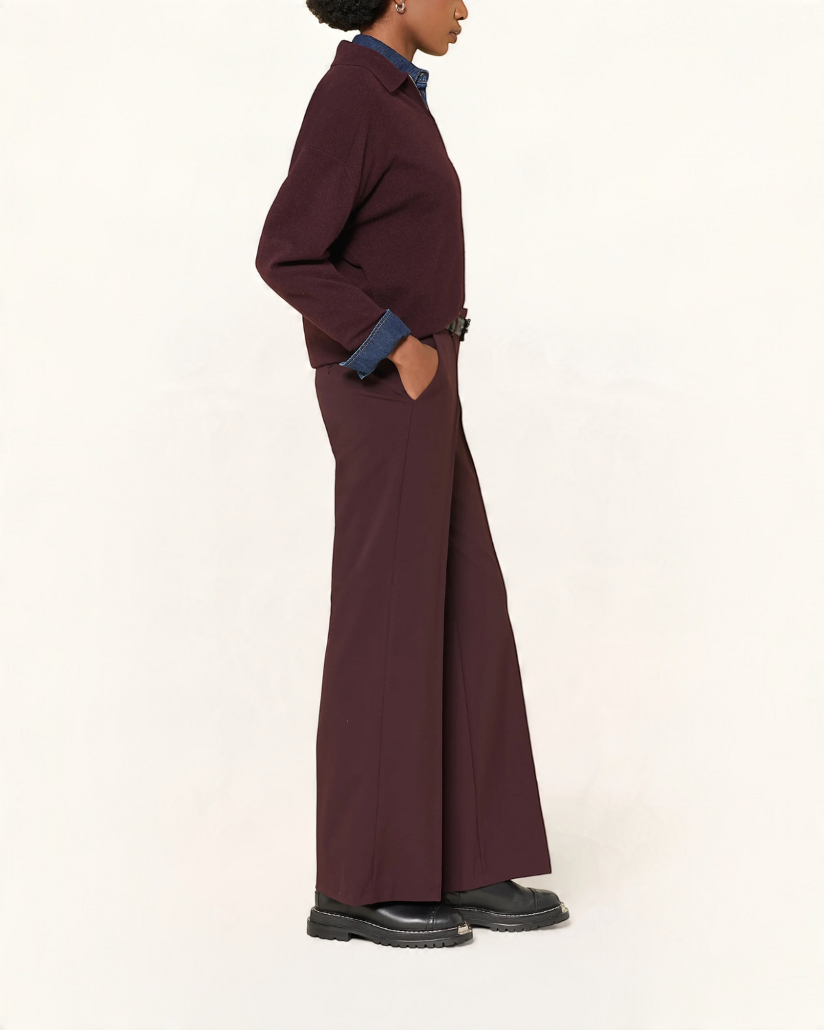 Damesbroek Bordeaux – Hoge Taille & Rechte Pijp | Raffaello Rossi