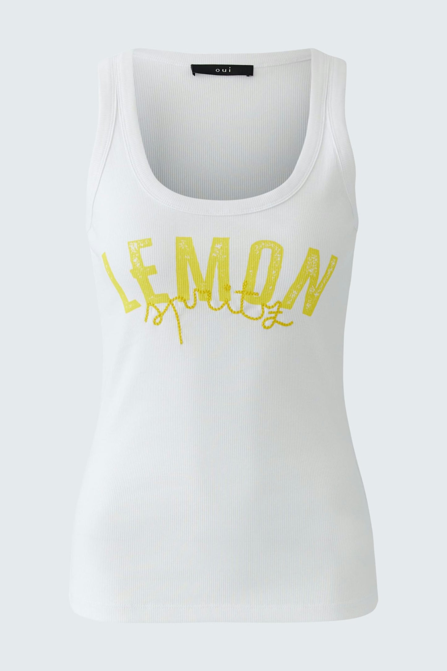 Oui - tanktop wit met print (97457)