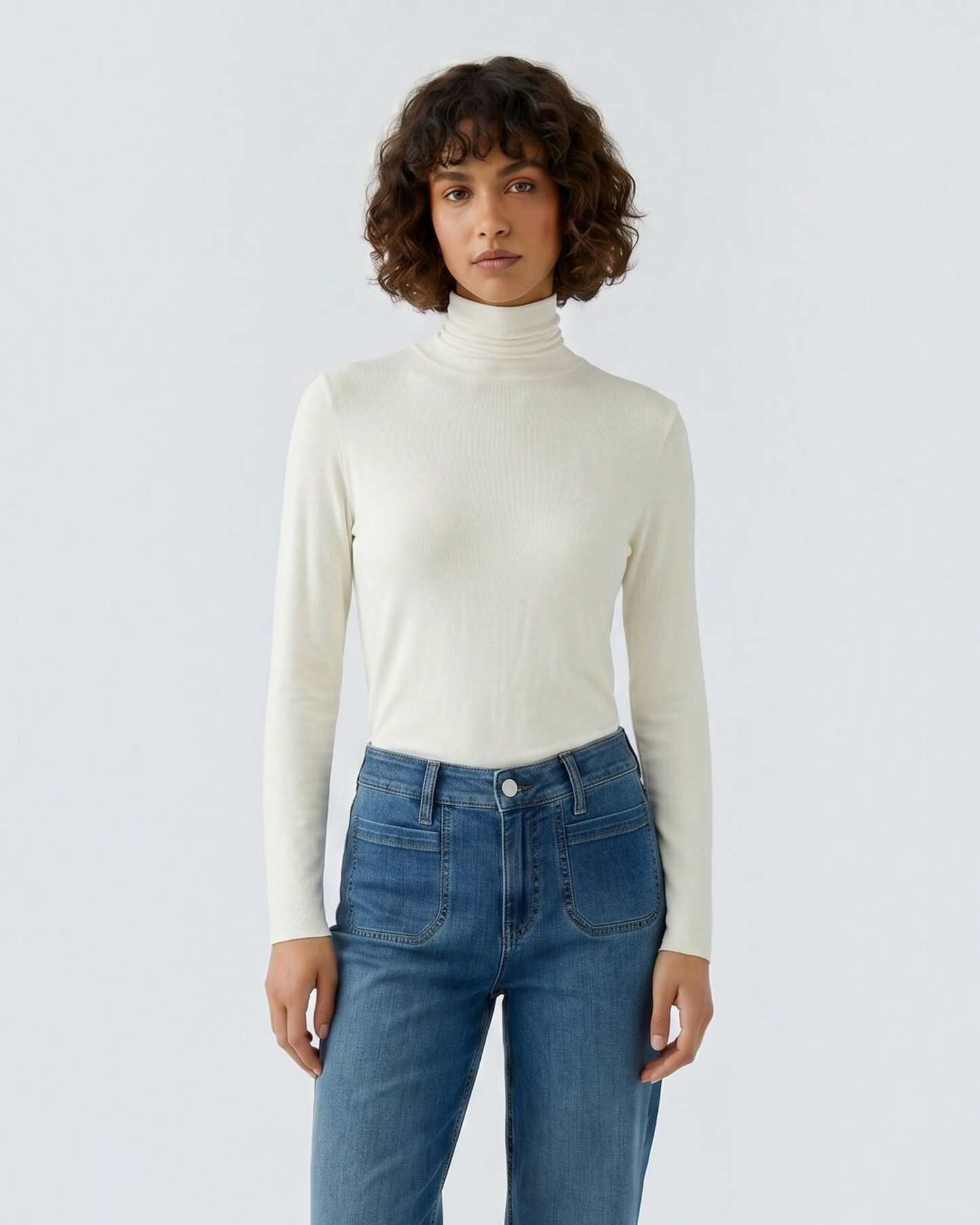Oui shirt met rolkraag Gardenia – Modal