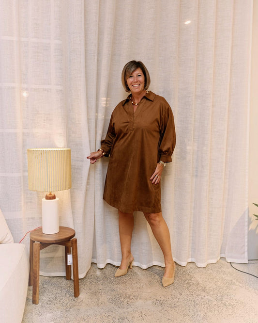Senso Kalista kleed cognac in daim