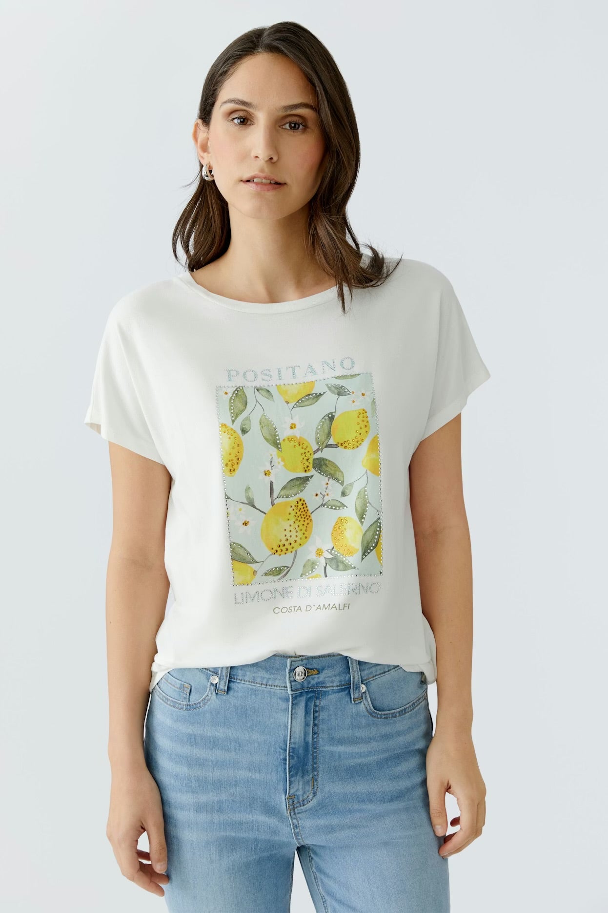 Oui - witte t-shirt met citroenprint (97200)