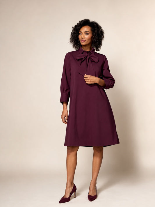Lalotti Sienna A-lijn jurk met afneembare strik Plume | Isabelle Fashion
