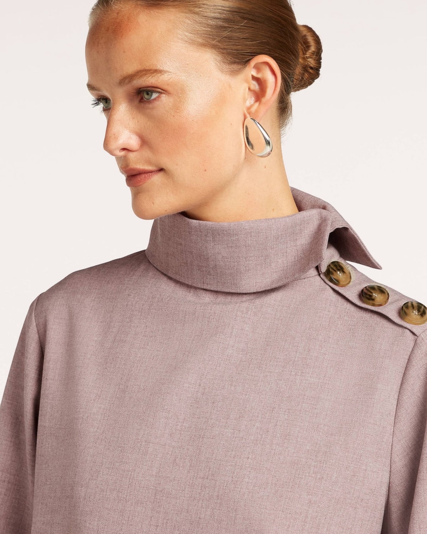 Beaumont Shaun blouse rose melange – damesblouse met hoge kraag