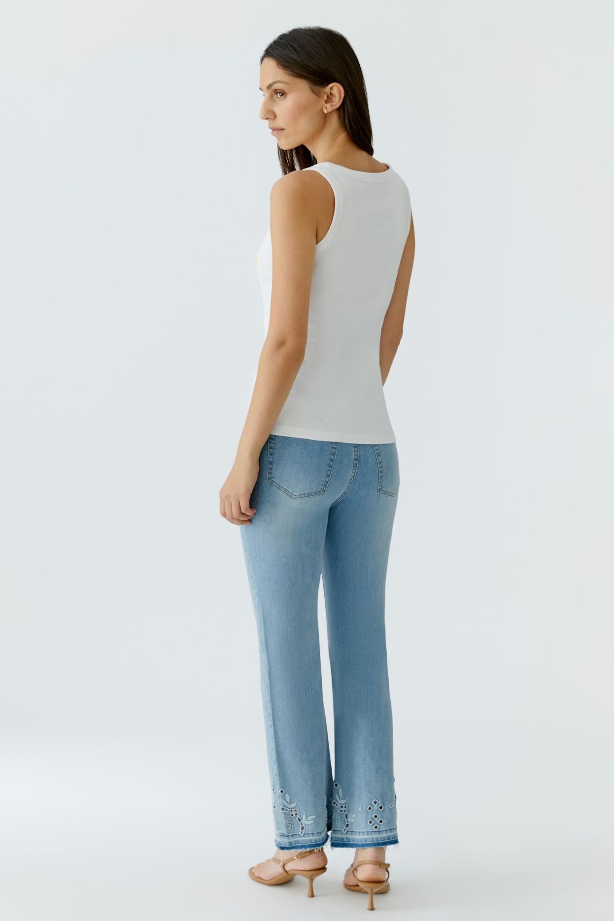 Oui - tanktop wit met print (97457)