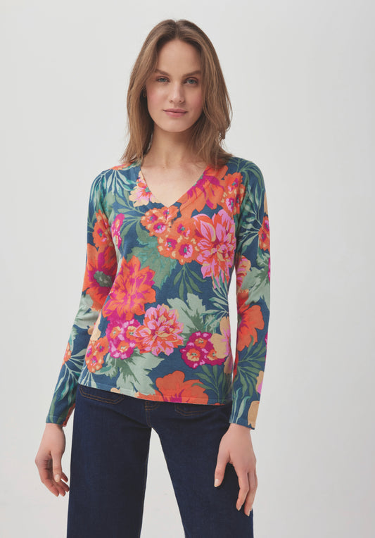 Multicolor pull in bloemenprint Leo&Ugo (DW112)