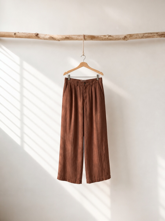 Fynch Hatton - bruine 7/8 broek met verstelbare band