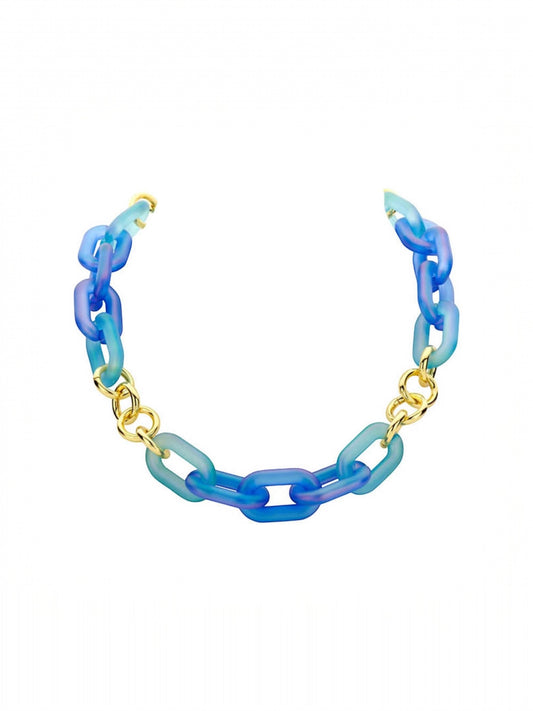 Blauwe en gouden schakelketting DEWIKI - Les Cordes