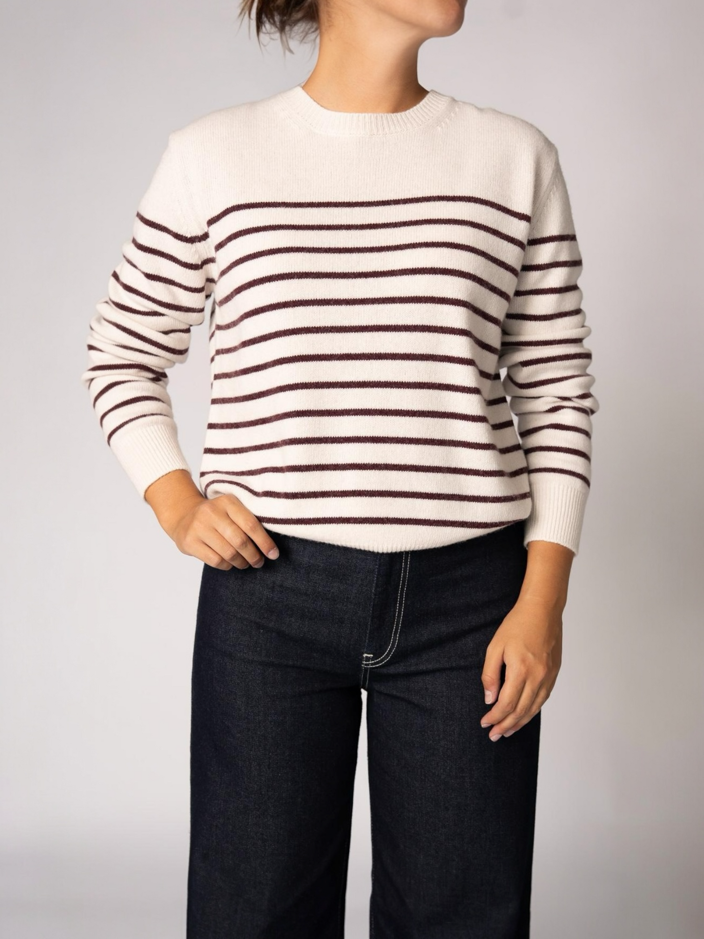 Lalotti - pull SELMA met strrepjesmotief ecru/burgundy