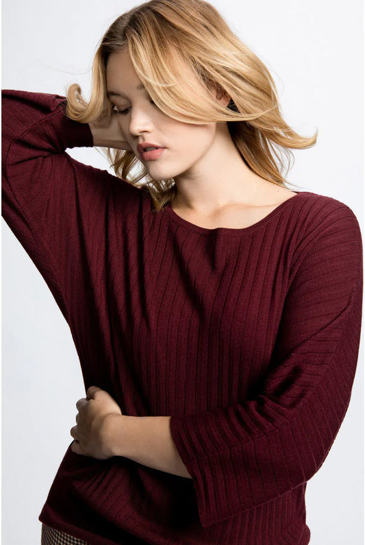 Pull HAMIDA bordeaux met vleermuismouwen - Xandres