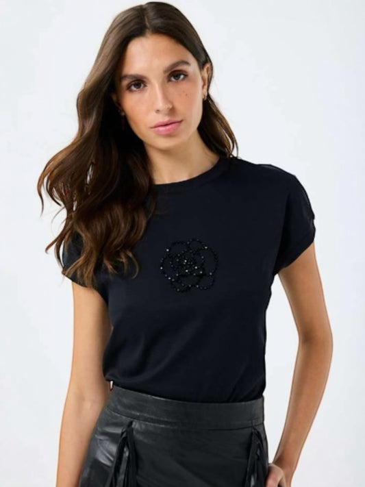 Zwarte t-shirt ronde hals TEK887 - Leo&Ugo