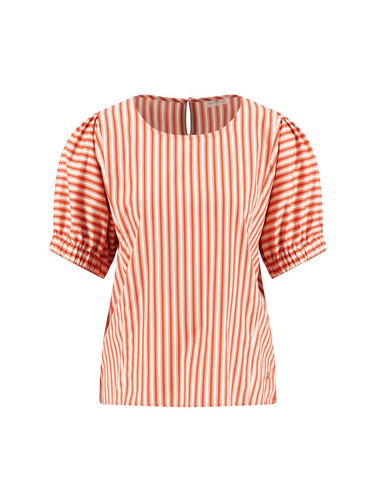 FYNCH HATTON- KATOENEN BLOUSE MET STREEPJESPATROON EN POFMOUWEN