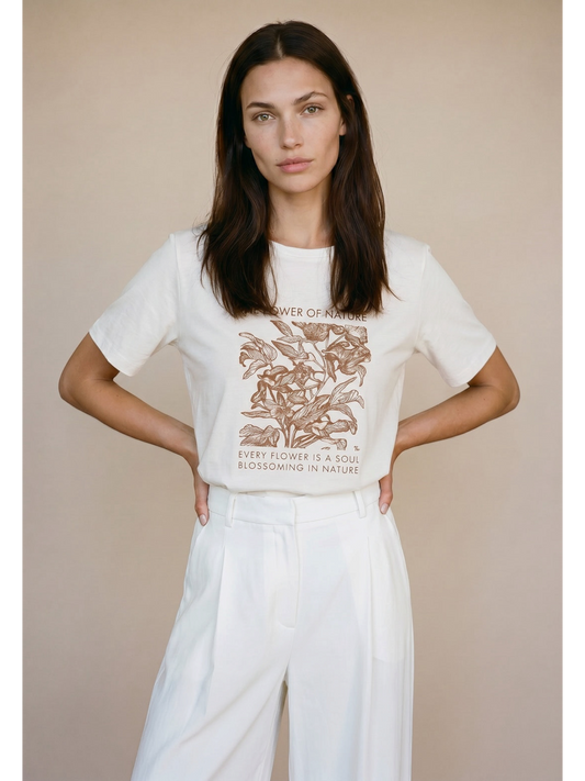 FYNCH HATTON- T-SHIRT VAN EEN KATOEN-MODALMIX MET PRINT OP DE VOORKANT EN RONDE HALS