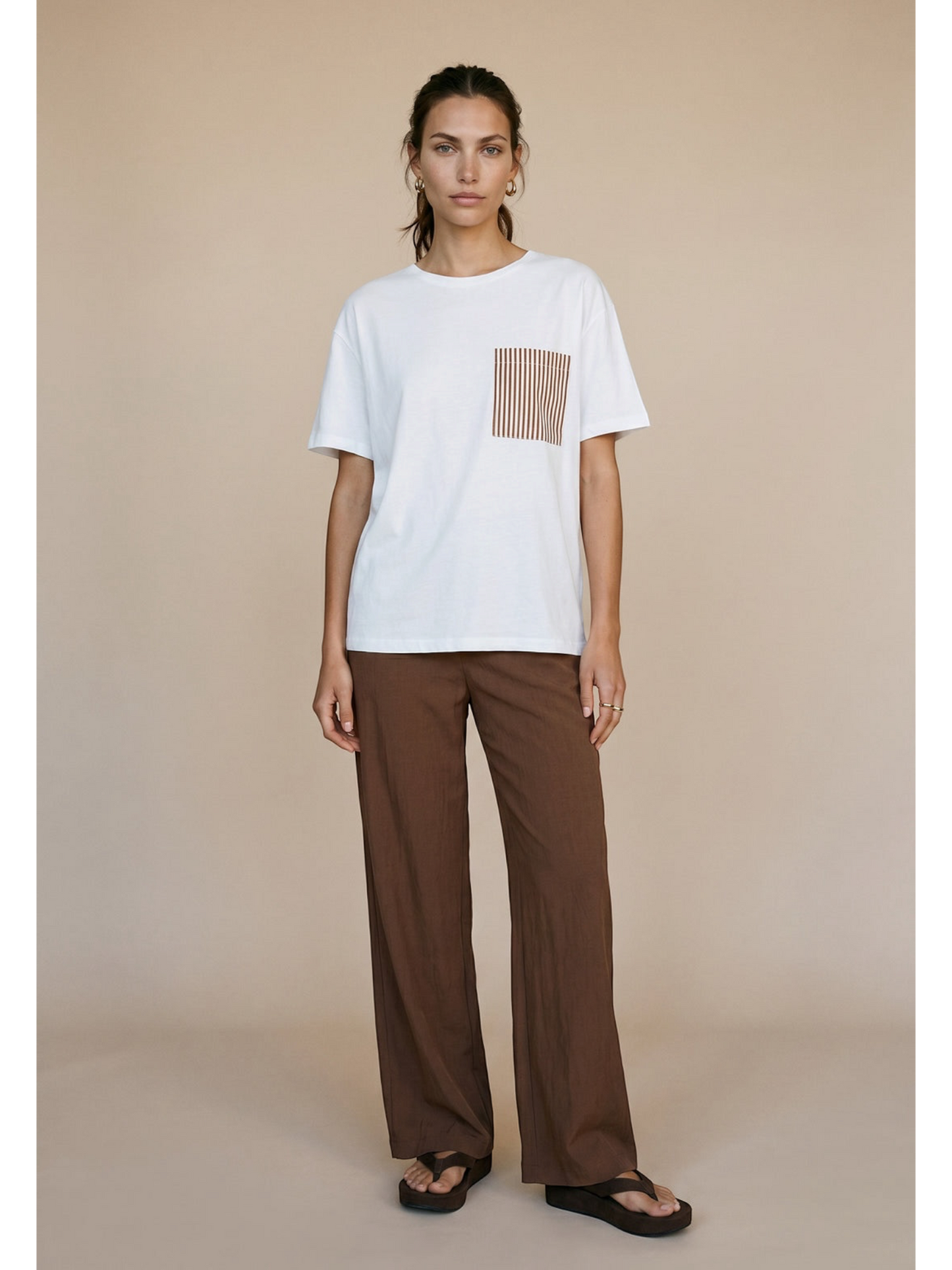 Fynch Hatton - bruine 7/8 broek met verstelbare band