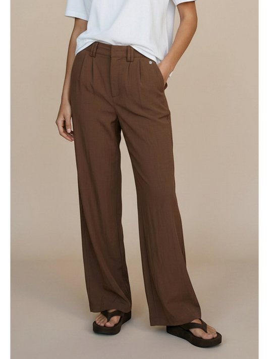 Fynch Hatton - bruine 7/8 broek met verstelbare band