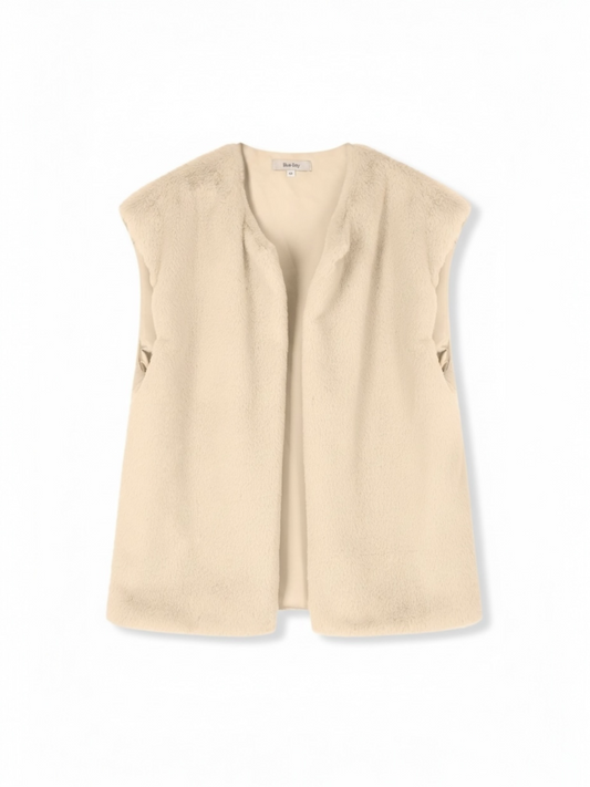 Blue Bay - ecru fluffy bodywarmer FRIDA