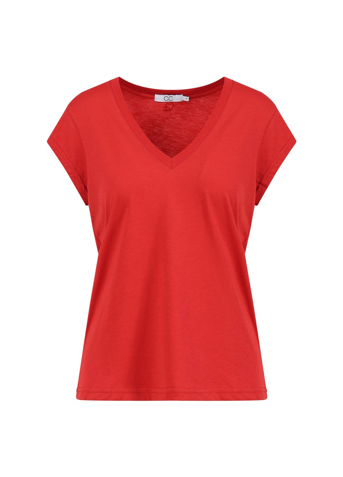 T-shirt v- hals berry red(CCH1101) - CC HEART