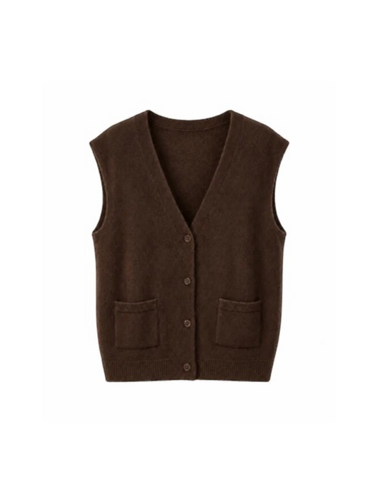 T’WNS the label - mouwloze gilet met knopen CASTLEROCK brown
