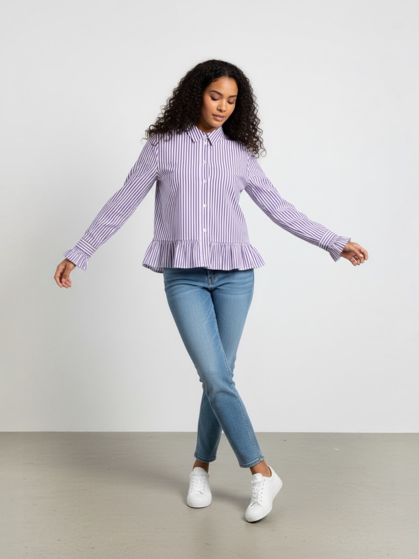 Oui - hemdbloesje wit/violet (99104)