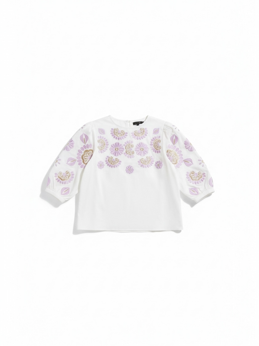 Senso - Jennah bloes broderie wit/lilla (S2348)