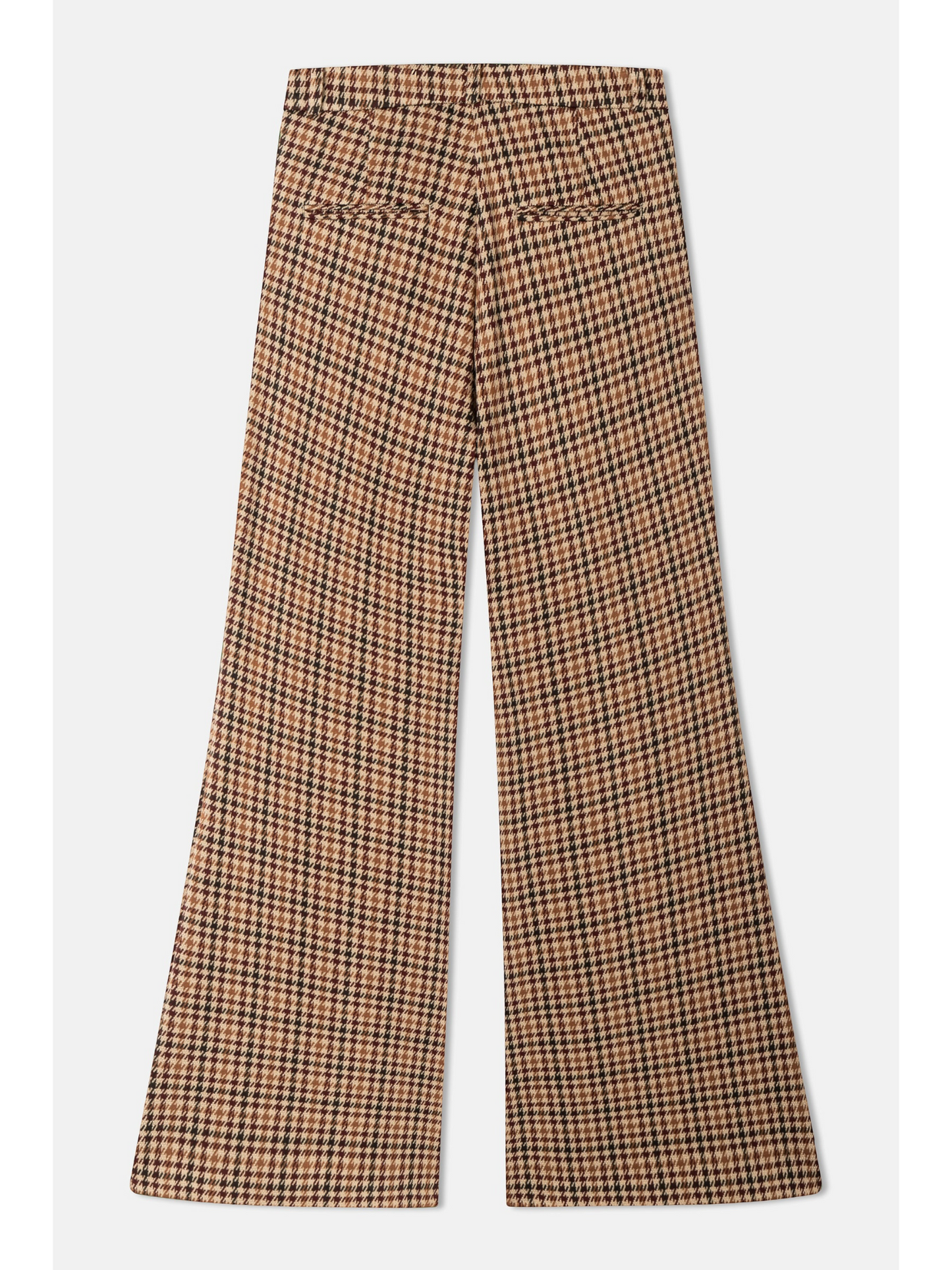 CAMBIO Famous geruite flared broek – bruin/bordeaux
