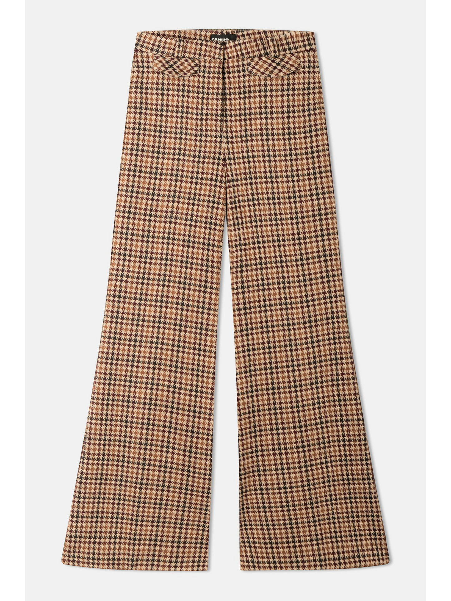CAMBIO Famous geruite flared broek – bruin/bordeaux