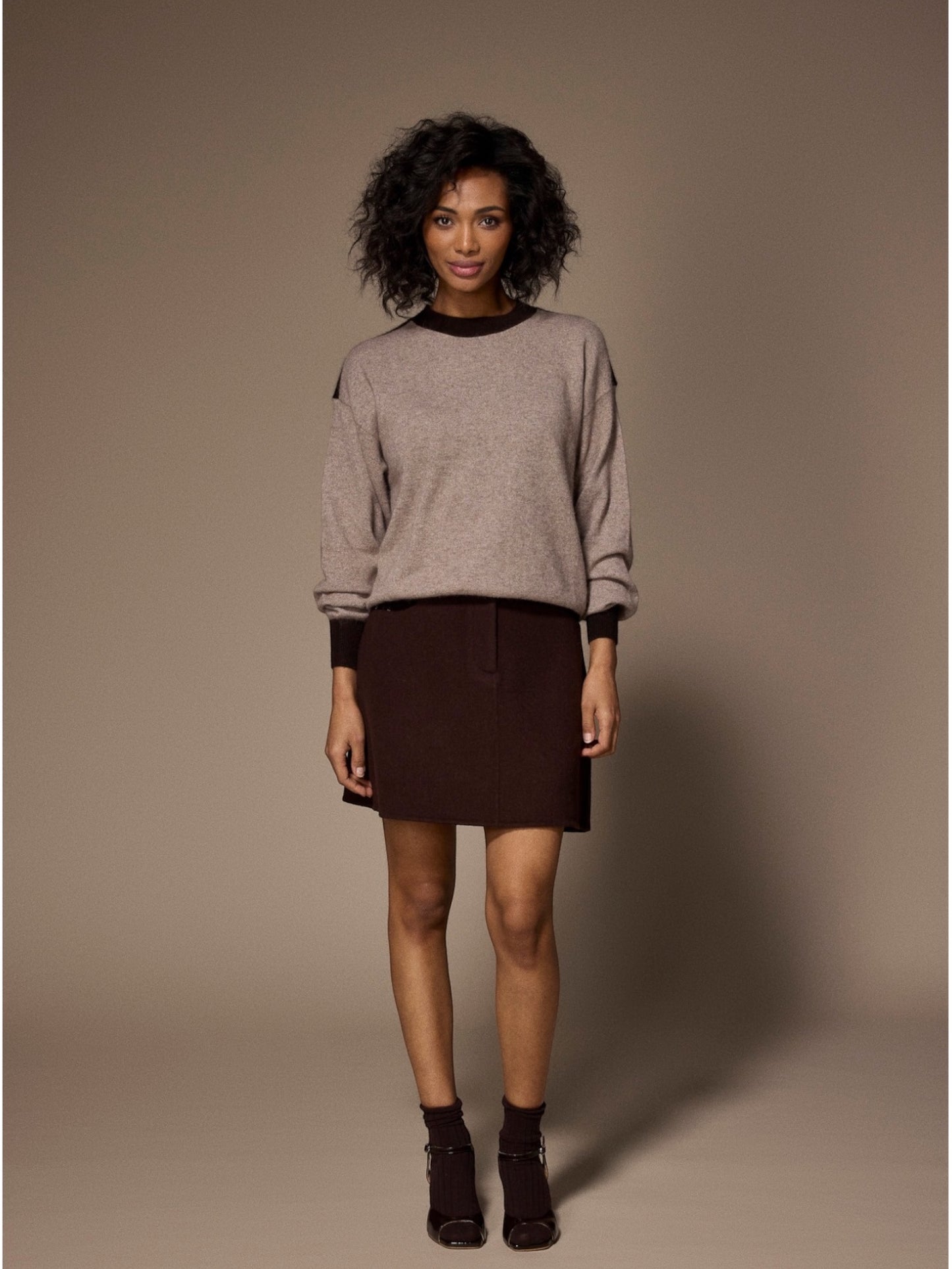 Lalotti GIGA duo pull taupe met donkerbruine accenten