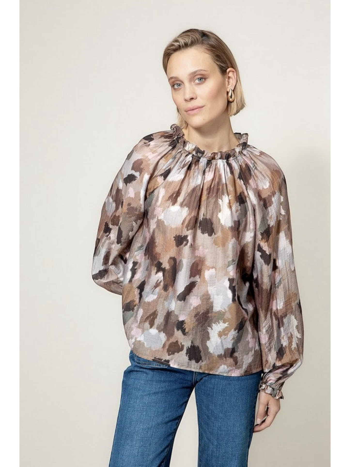 Catnoir Blouse Multi met Abstracte Print | Damesblouse Lange Mouwen