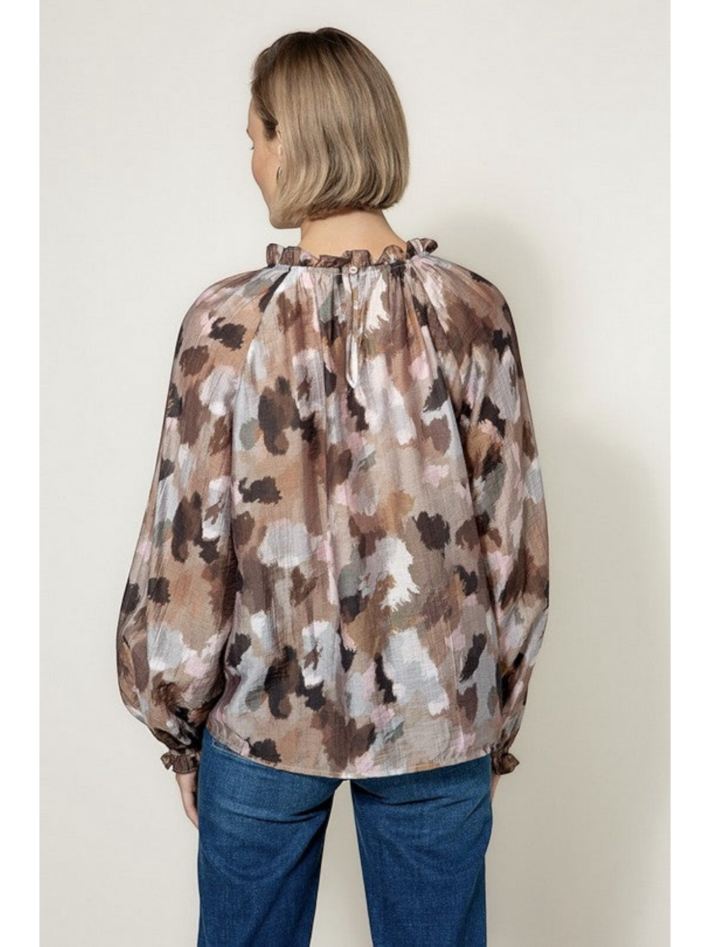 Catnoir Blouse Multi met Abstracte Print | Damesblouse Lange Mouwen