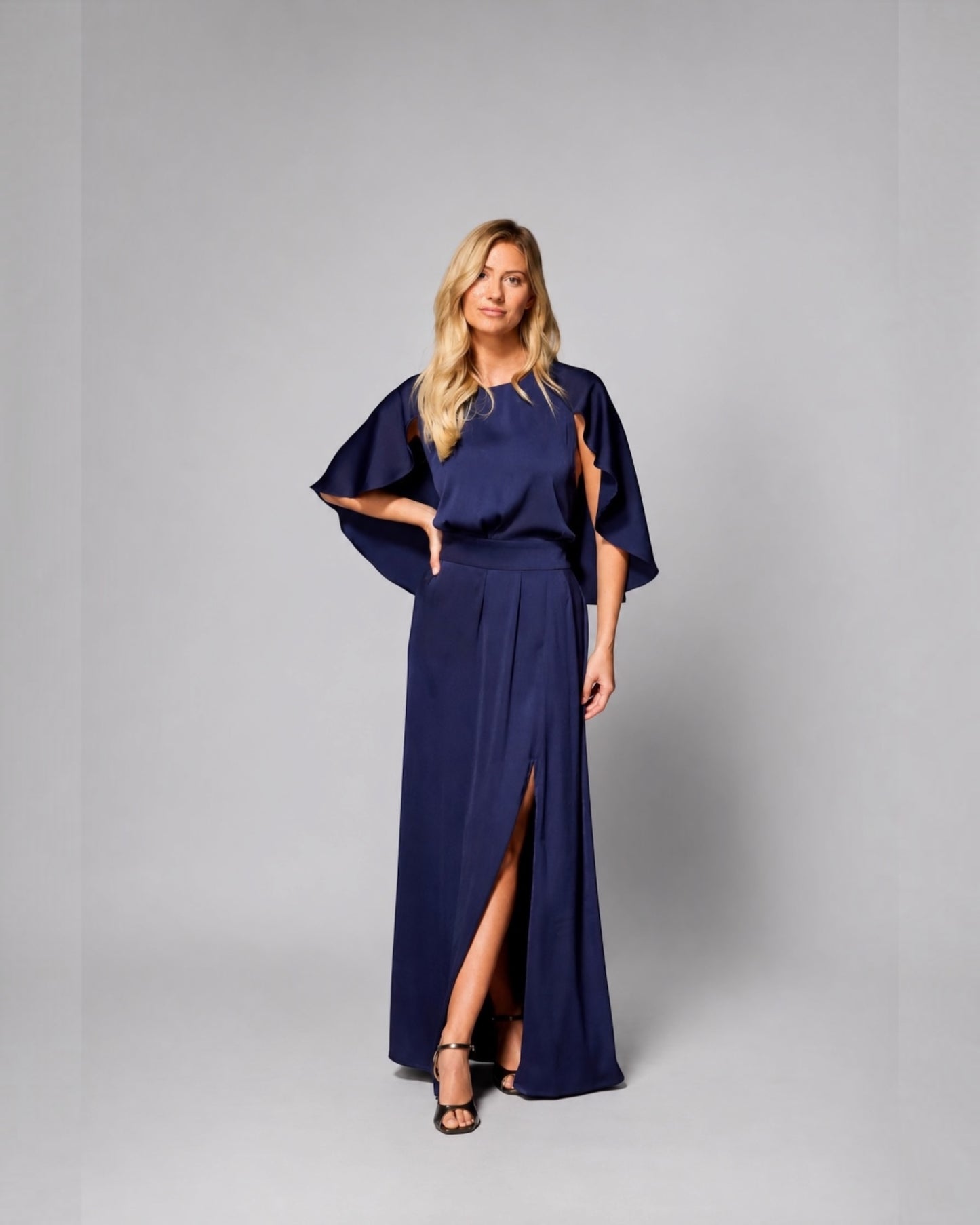 Lalotti FELICE LONG blauwe maxi jurk