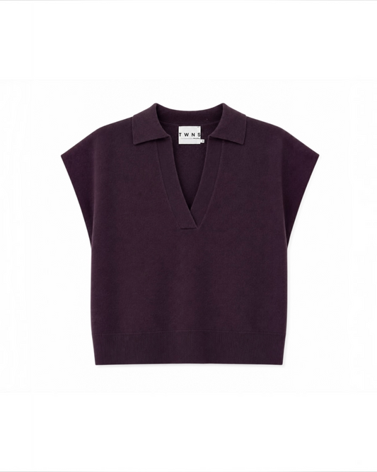 TWNS Okaloosa Trui Aubergine – Mouwloze Merino Wollen pullover