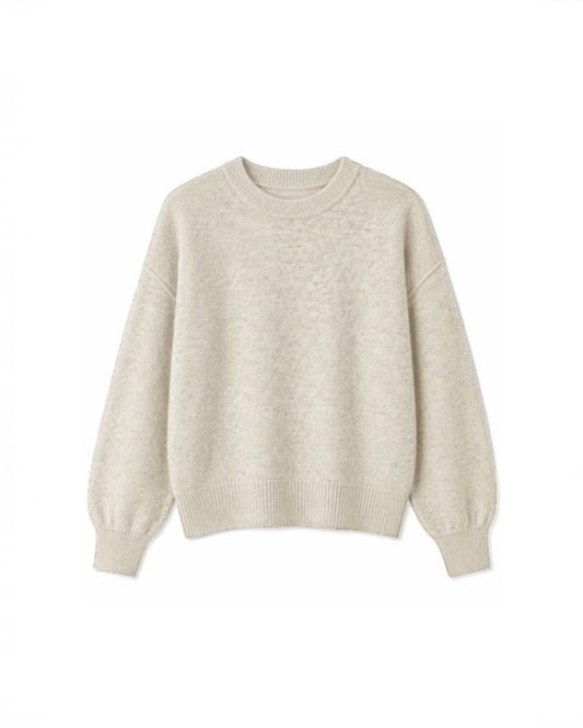 TWNS The Label Denver trui greige – zachte oversized damestrui ronde hals