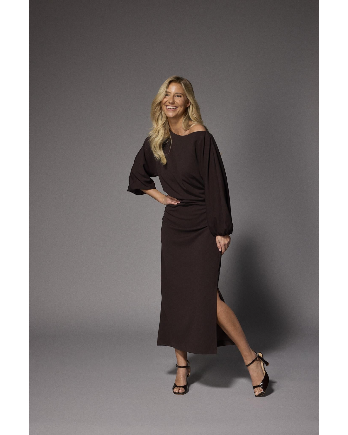 Eleonor elegante maxi jurk - Brown | Lalotti