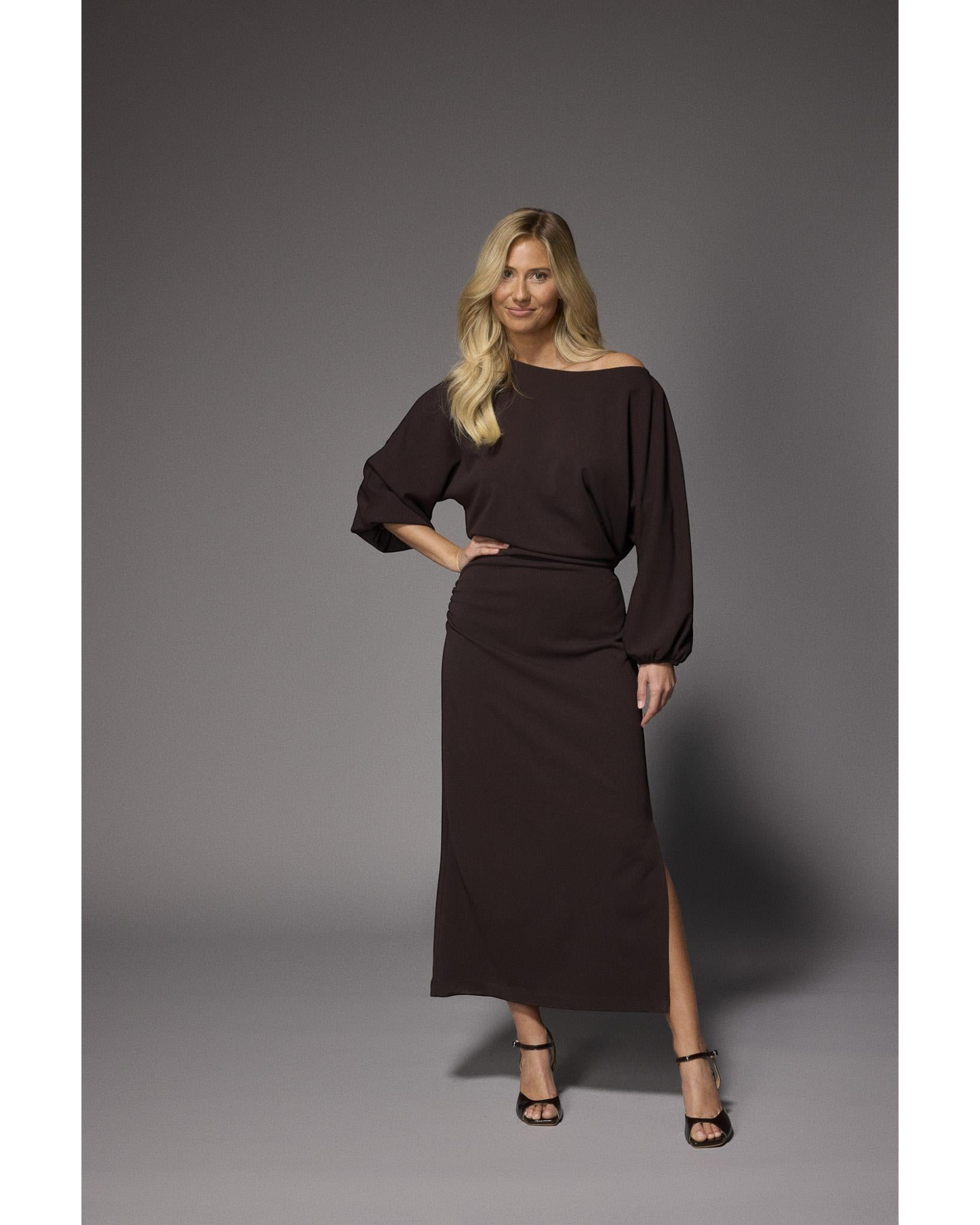 Eleonor elegante maxi jurk - Brown | Lalotti