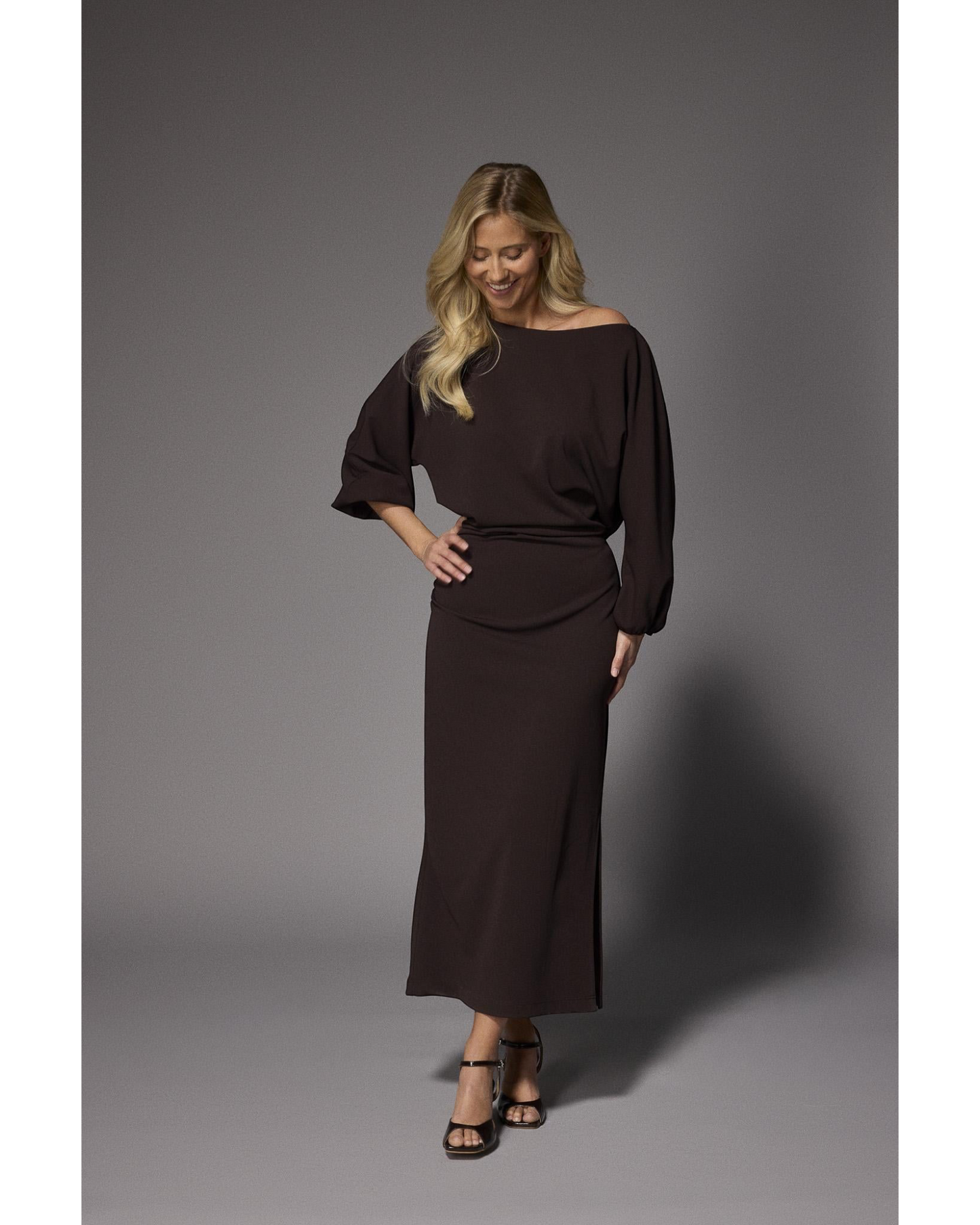 Eleonor elegante maxi jurk - Brown | Lalotti