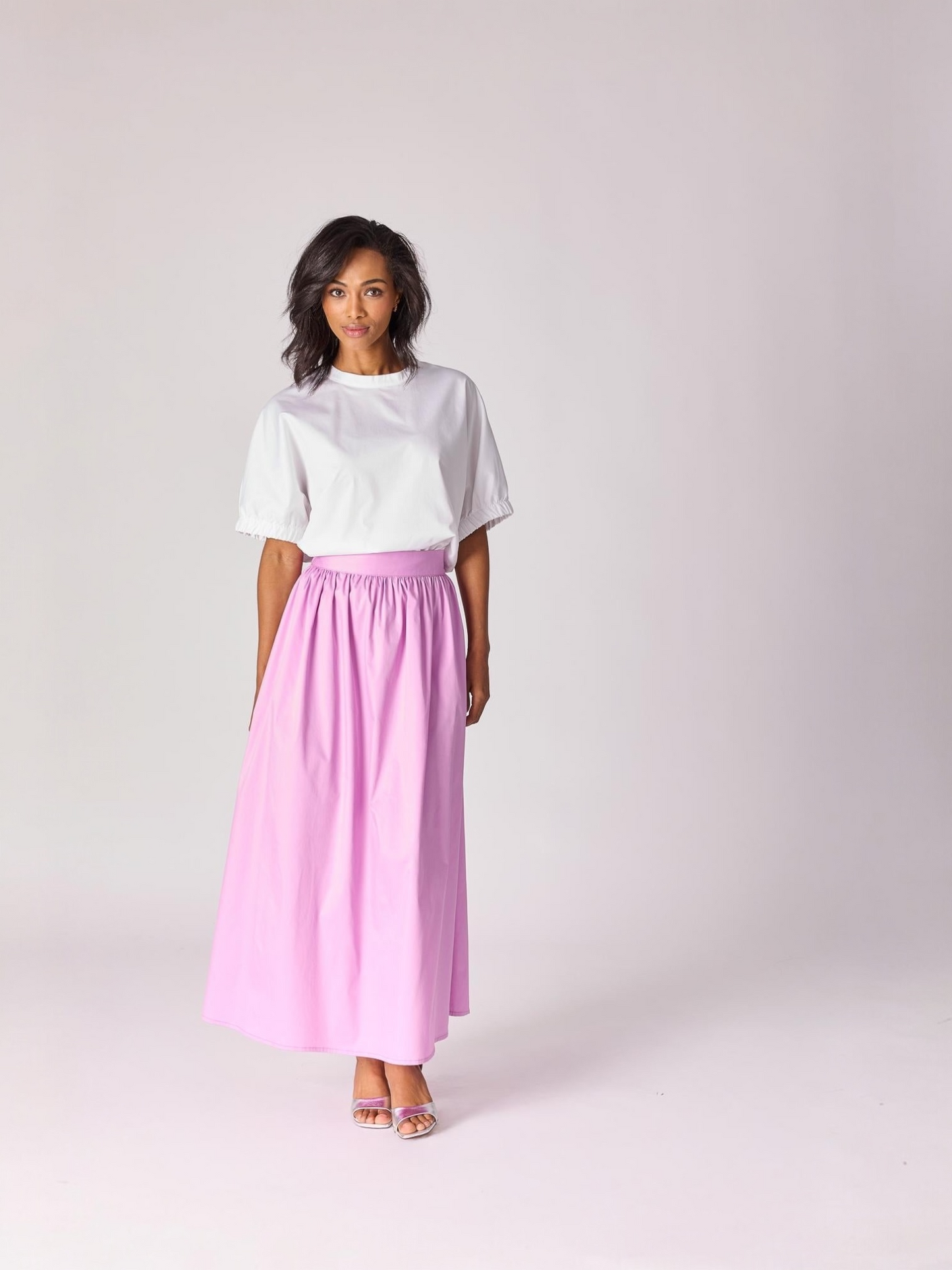 Lalotti - POMELINE bloes met elastisch mouwdétail - white