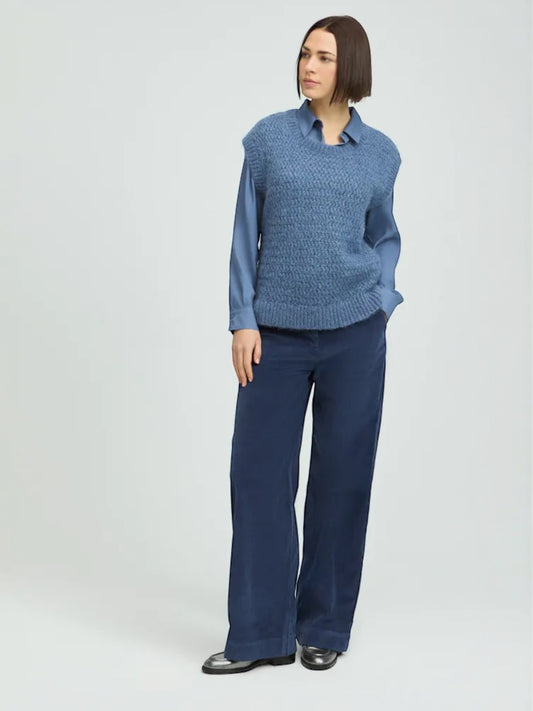Xandres - POBI broek in blauwe ribfluweel