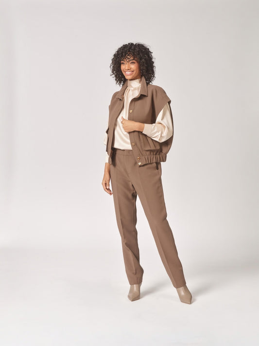 Lalotti - EMILIA broek met smalle pijpen - dark taupe