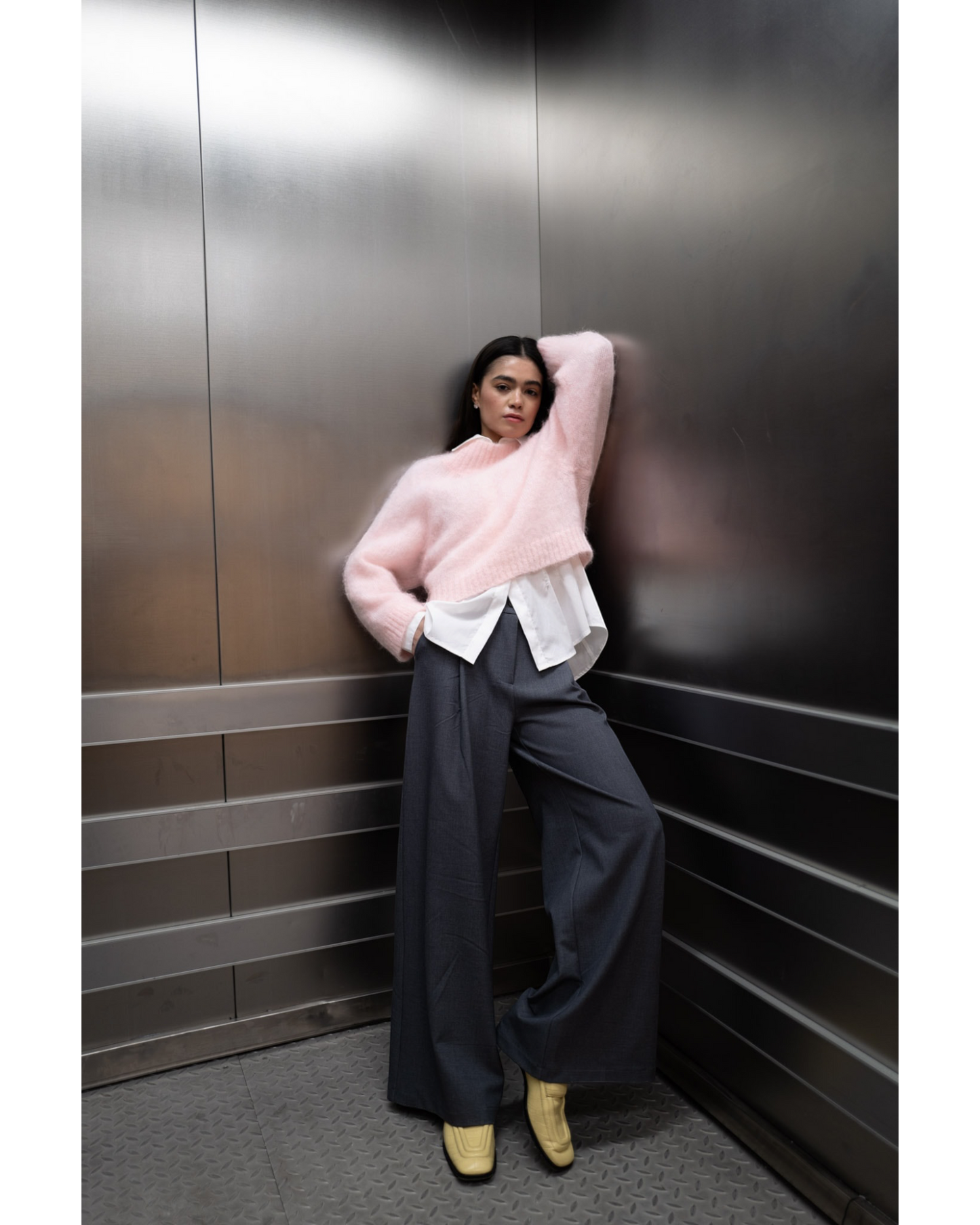 TWNS Hina Roze Pull met Hoge Hals | Zachte Damestrui Baby Pink