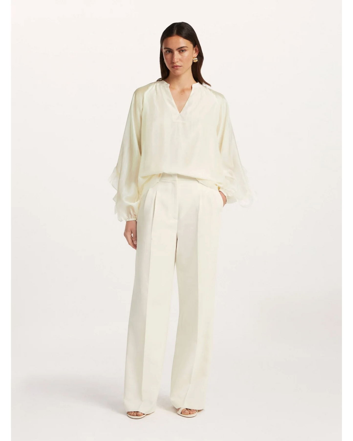 Beaumont Amanda Blouse Crème – Luchtige Lyocell Blouse met Ruches