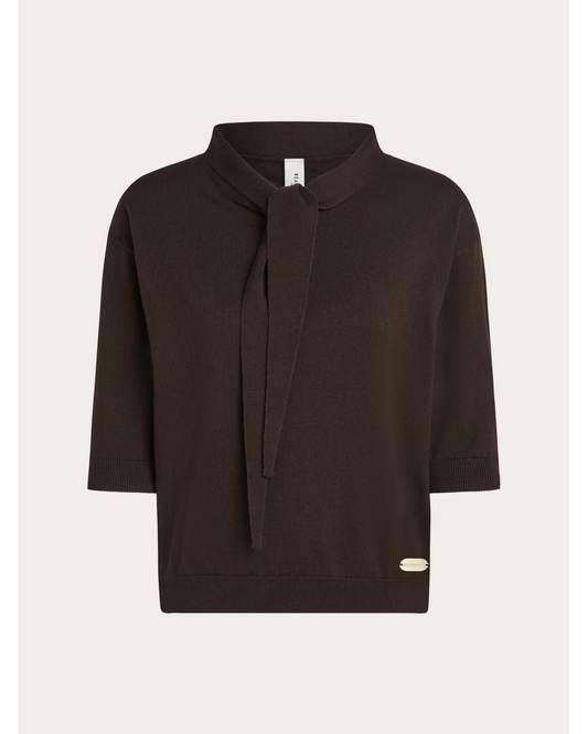 Beaumont Frankie Pullover Donkerbruin – Fijngebreide Trui in Wol & Biologisch Katoen