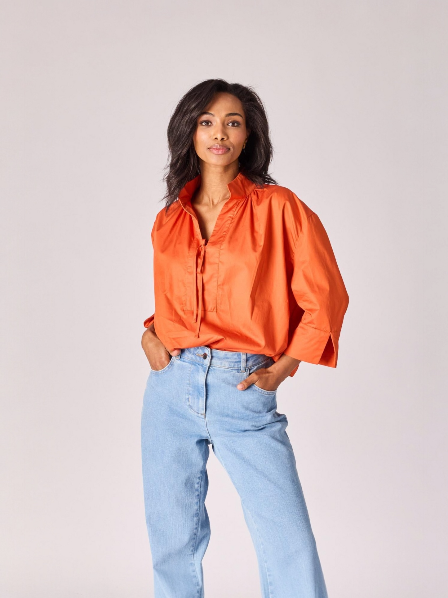 Lalotti - ORPHELIE oversized hemd met strikdétail - burnt orange