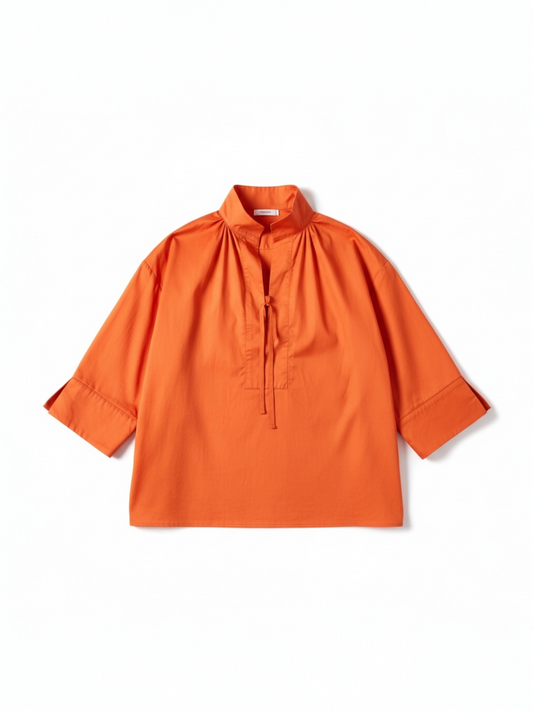 Lalotti - ORPHELIE oversized hemd met strikdétail - burnt orange